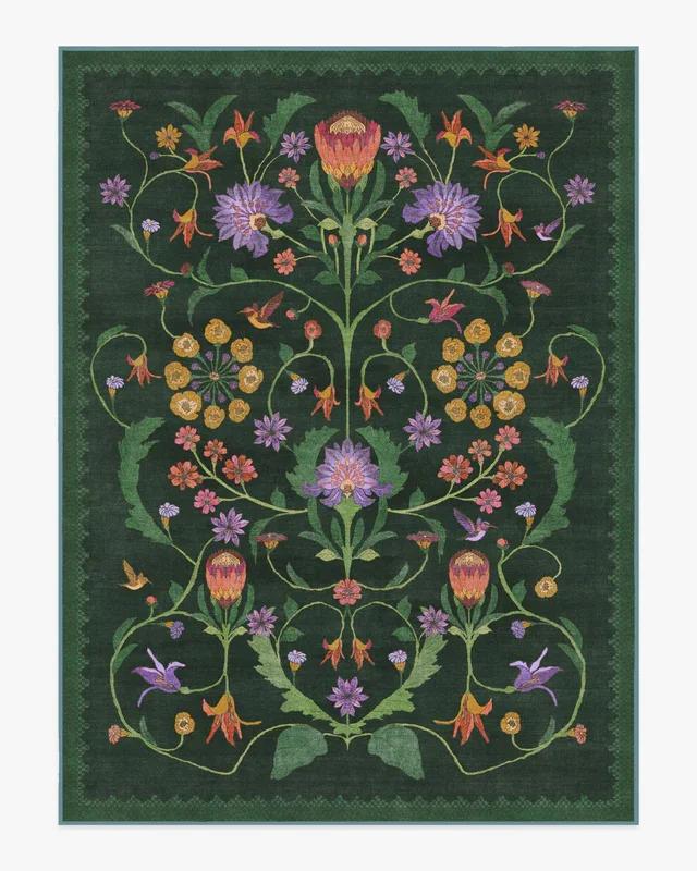 Ковер Iris Apfel Protea Forest Green для гостиной, цветочная эстетика, витиеватый готический домашний декор, ковер, противоскользящий моющийся коврик для пола