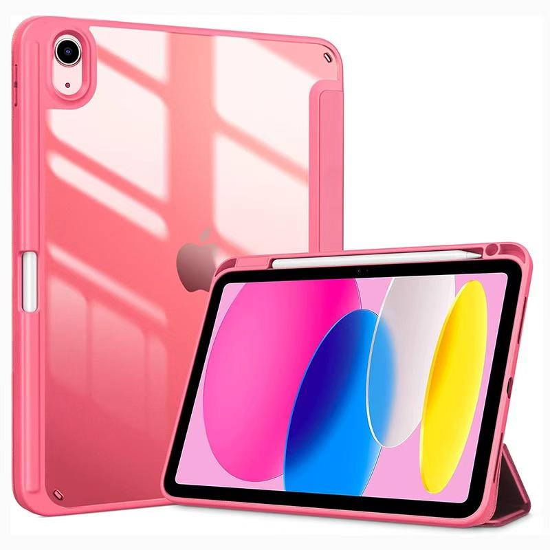Чехол для планшета для iPad 12/11/10-го A18 2026 A16 11 дюймов 10.2 Air4/5/6/7/8 Прозрачная акриловая задняя панель TPU Защитная крышка с держателем для карандаша