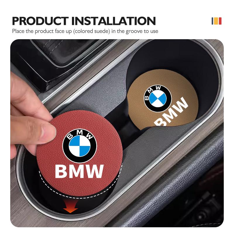 2PCS Suede Car Coaster Water Cup Slot Non-Slip Pad For BMW Performance X1 X3 X5 E39 E46 E90 F20 E60 F30 M3 M5