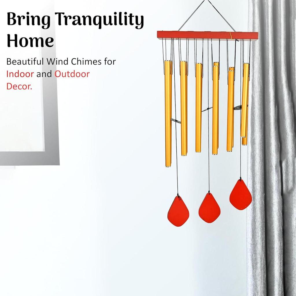 Blissful Golden Wind Chimes for Bedroom & Living Room – Tranquil Home Décor, Harmonizing Energy, Ideal Gift for Women, Men, Couples, Housewarming