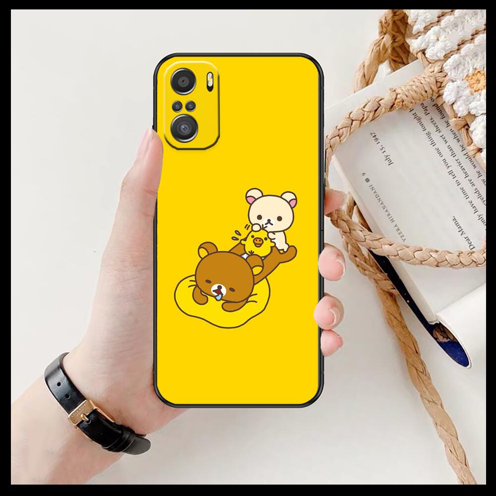 TOPLBPCS Cute Rilakkuma Phone Case For Xiaomi Redmi 11 Lite Pro Ultra 10 9 8 MIX 4 FOLD 10T Black Cover Silicone Back Prett