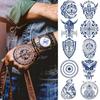 Viking Face Tattoo Aztec for Back of Hand and Forearm 10 Piece Cool Bull Tribal Sleeve Men Long Lasting, A-1, A-1