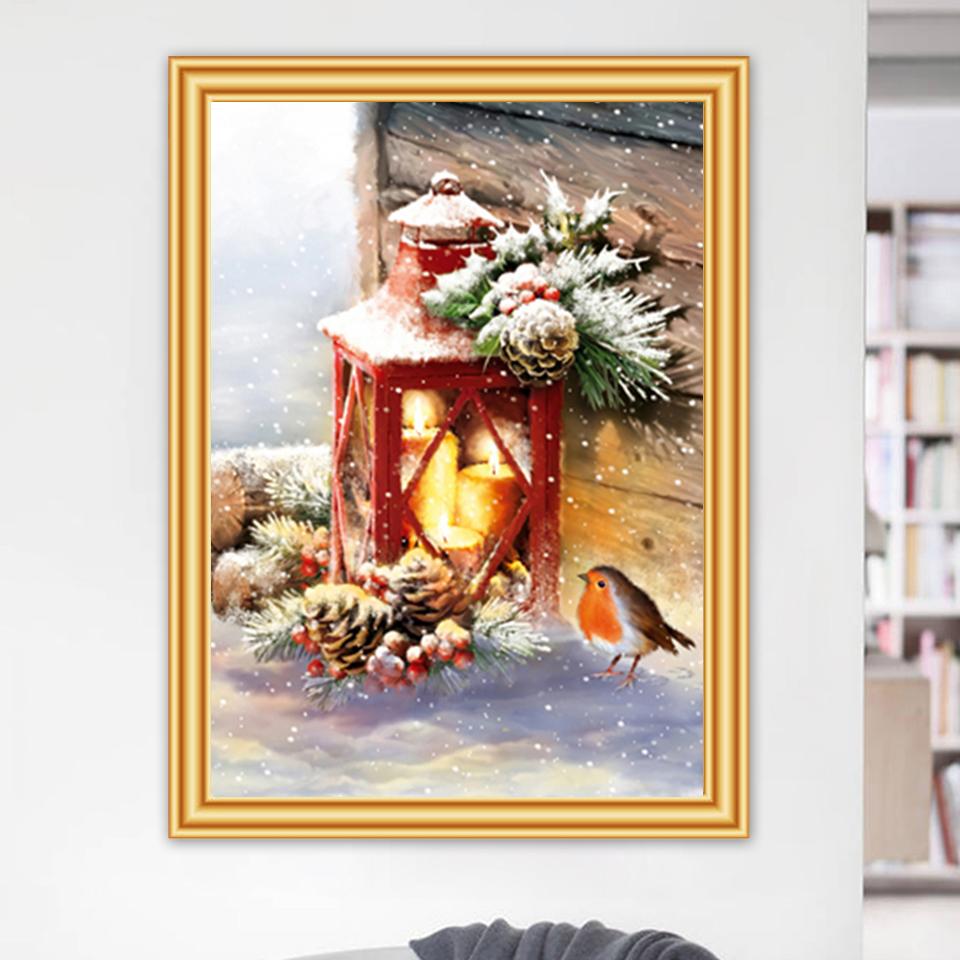 5D DIY Алмазная картина Рождественский подарок Птица Снег Дерево Вышивка крестом Полная дрель Квадратная вышивка Мозаика Зимняя картина Домашний декор