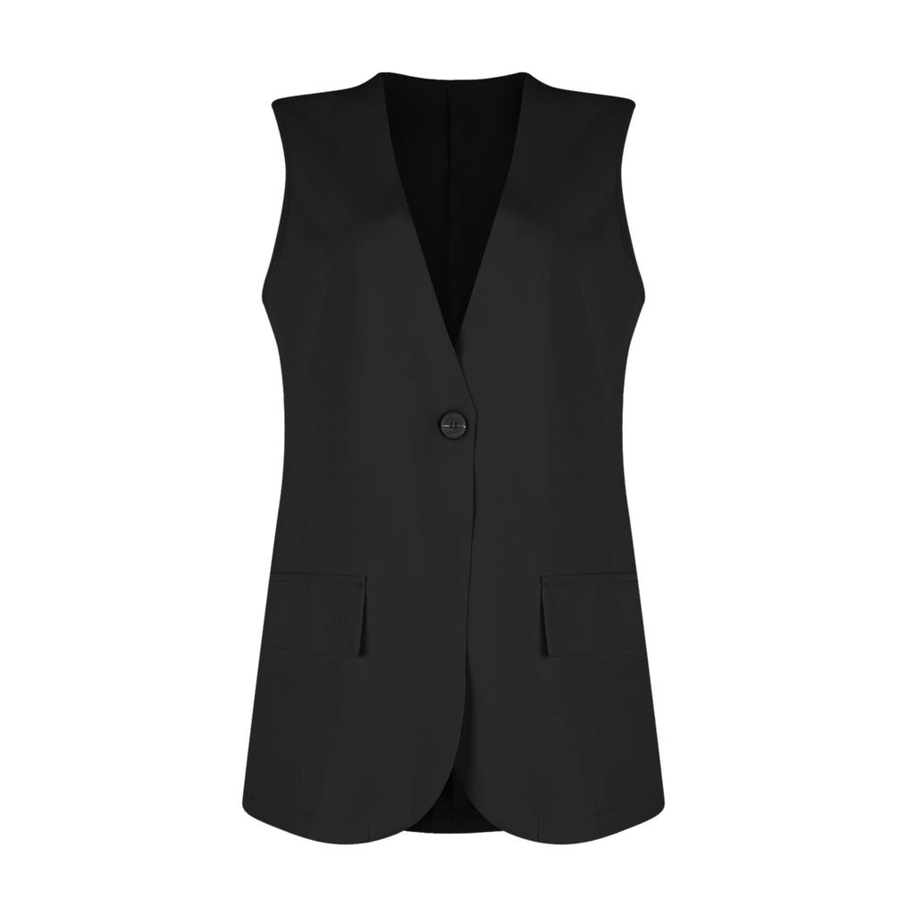 Ladies Summer Suit Jacket Work Casual Sleeveless V-Neck Single Button Solid Color Suit Vest