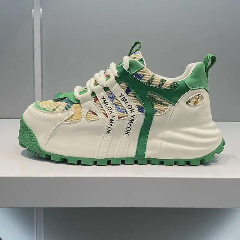 Мужские модные повседневные кроссовки из кожи и ткани в американском уличном стиле: Красивые, сдержанные, эластичные папины туфли