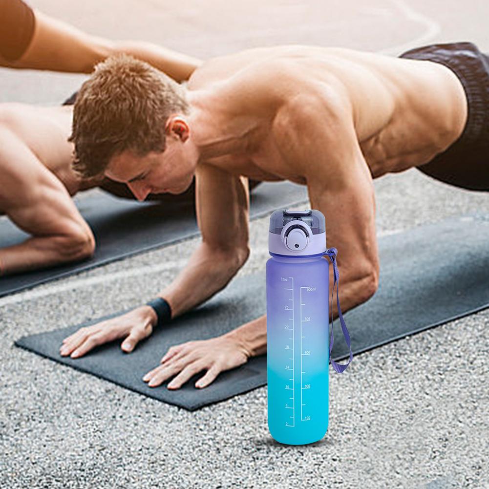 Бутылка для воды 1 л с соломинкой градиентная бутылка для питьевой воды герметичная откидная крышка