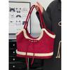 Vintage Matte Lamb Plush Tote Bag Women's 2025 New Large-capacity Bow Shoulder Bag Commuter Armpit Bag