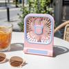 Square Desktop USB Rechargeable Fan with Bear Ear Design 3-Speed Adjustable Small Portable Fan for Desk Wall Mount Outdoor Camping Use