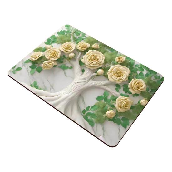 3D Floral Placemat Diatomaceous Earth Absorbent Flower Placemat Non-slip Decorative Heat Insulation Mat for Dining Table Home Decor