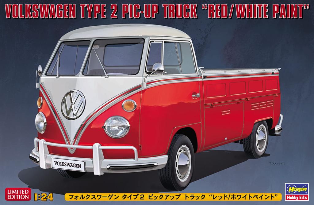 Hasegawa Volkswagen Type 2 Pickup Truck Color Plastic Model 20556 1/24 Red/White