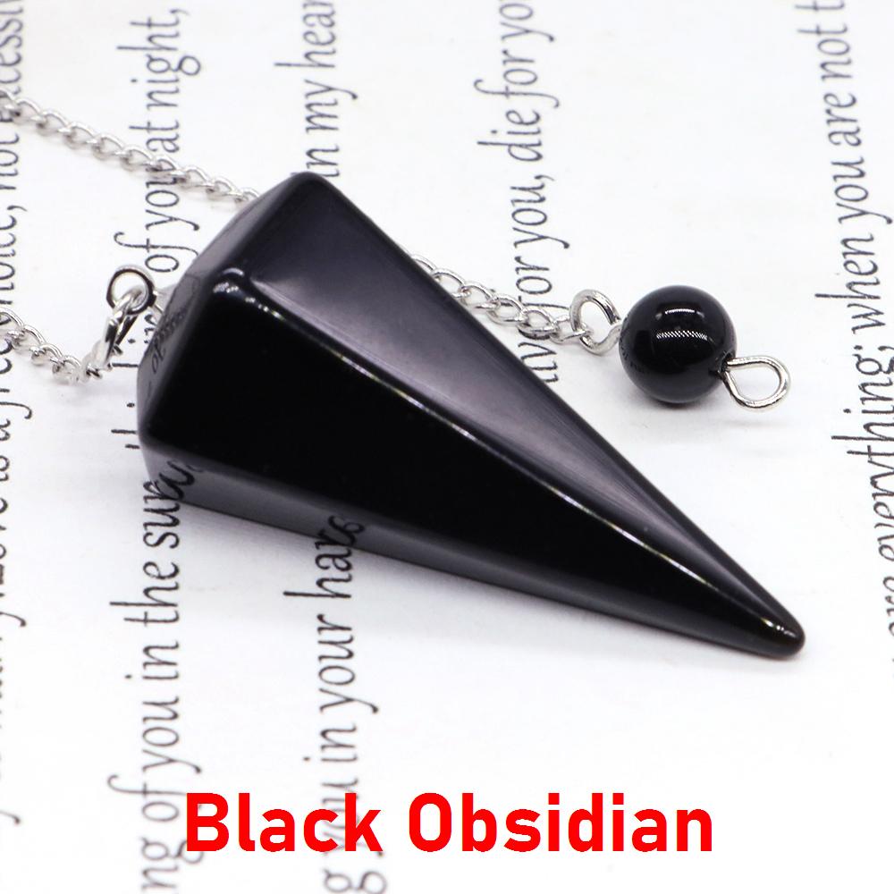 Natural Stone Reiki Healing Pendulum,For Dowsing Spiritual Divination Cone Crystal Quartz Pendulos Small Size Necklace Jewelry
