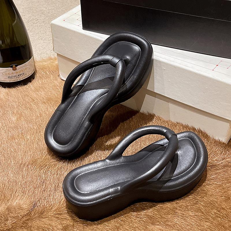 Women's Thick Bottom Wedges Flip Flops Summer Clip Toe Platform Non Slip Sandals Woman Eva Outdoor Chunky Slippers Slides