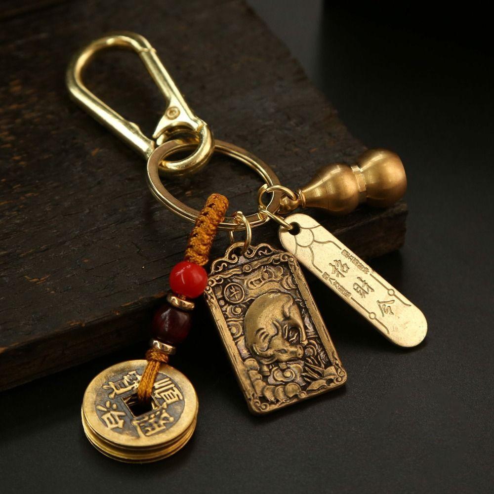 Амулет-брелок со знаком зодиака, металлический кулон с восемью богами-хранителями в китайском стиле, пять императоров, деньги