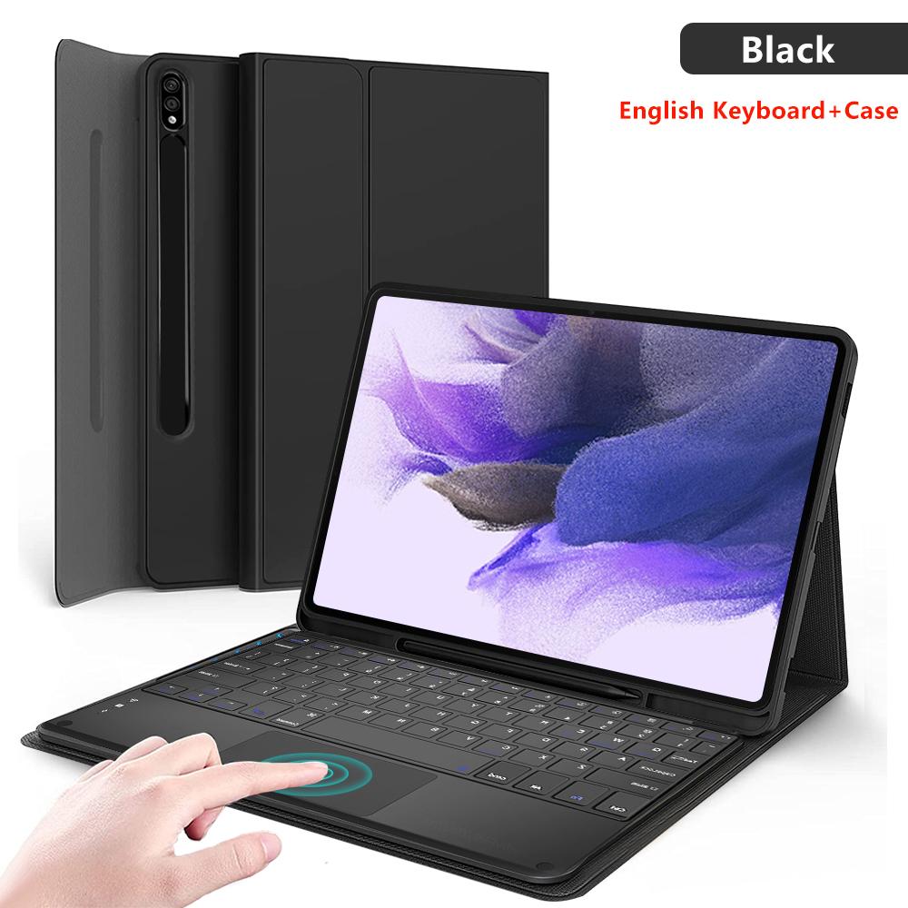Кожаный чехол с Bluetooth-клавиатурой для Samsung Galaxy Tab S7 FE S8 Plus, чехол для планшета, чехол с беспроводной клавиатурой для Tab S6 Lite A8 A9 Plus, противоударный чехол