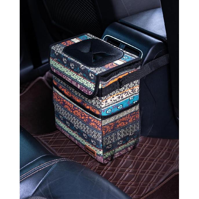 Car Garbage Can Cute - Leak-Proof Car Trash Can With Lid And Storage Pockets, Car Trash Bin For Men And Women, Boho Aztec Essentials: Must-Have Car