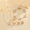 4шт 18K Lucky Clover браслет ожерелье серьги кольцо комплект