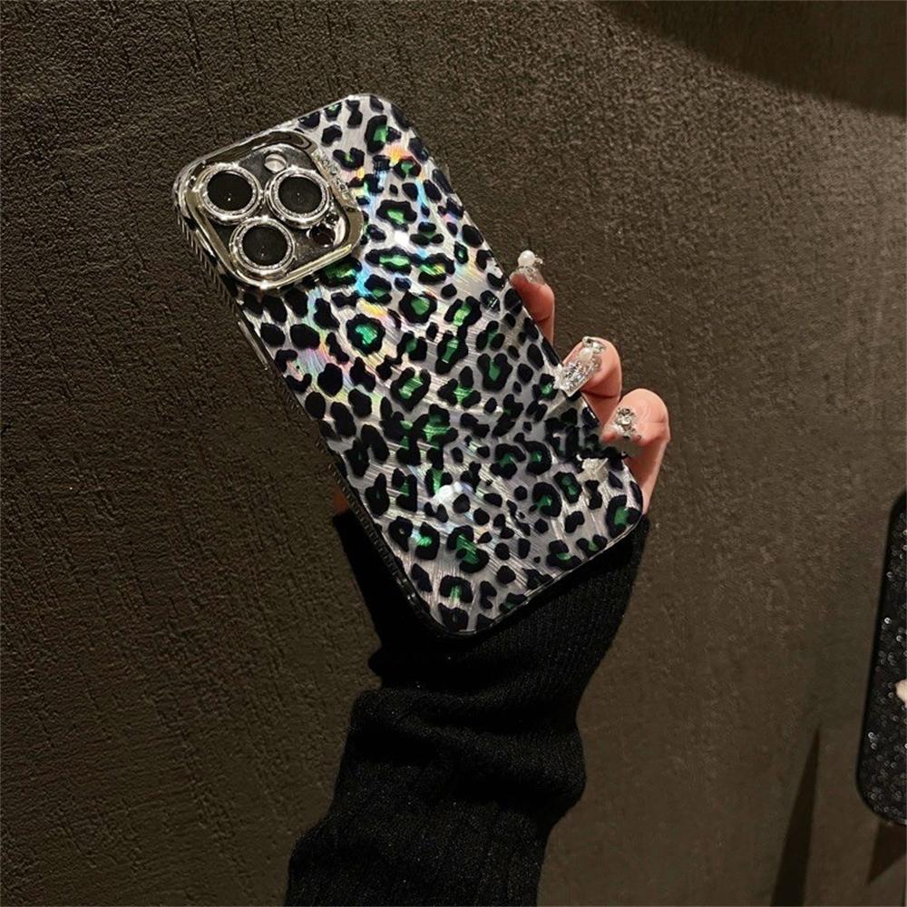 Роскошный лазерный сияющий блестящий чехол с леопардовым принтом для iPhone 15 14 13 12 11 Pro Max Plus блестящая алмазная пленка для линз мягкая обложка