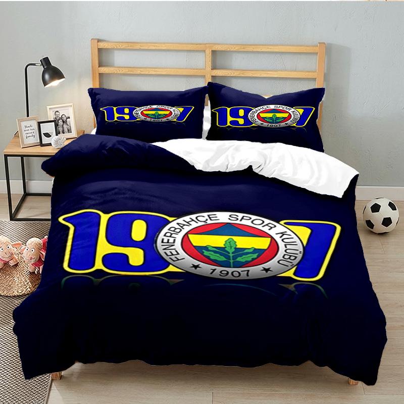 Fenerbahçe Crest Design 3PCS Bedding set,Ideal for 1pc Duvet Cover And 2pcs Pillowcases Perfect for Fan gift,Ideal for Bedroom, Dormitory