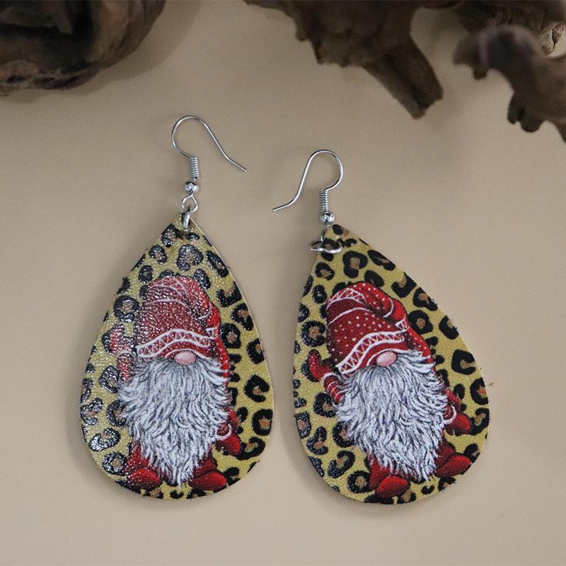 European-American Christmas Water Drop Earrings: Santa Claus with Snake Pattern