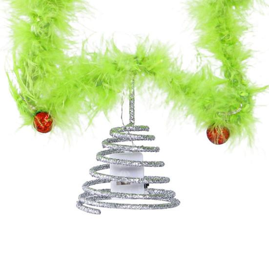 Furry Green Elf Tree Top Star 3D Plush Faux Fur Star Christmas Treetop Ornament with Red Balls for Xmas Tree Holiday Home Party Decor