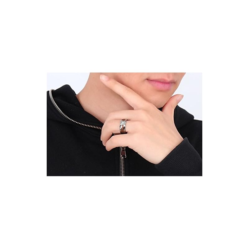 [Rockyu] кольцо мужское кольцо Нет. 21 вольфрамовое дерево один цирконий Долговечность ширина 8 мм