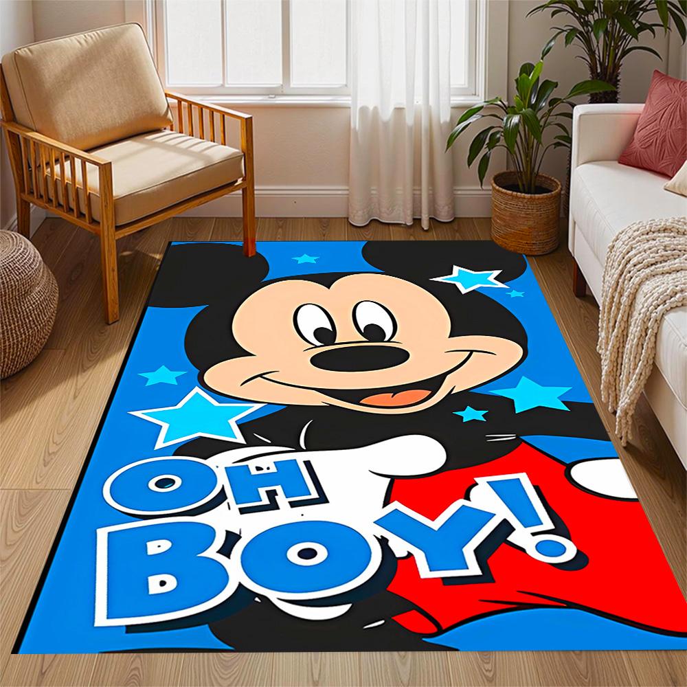 Mickey Mouse Adventure Disney Cartoon Theme Anti-Slip Rug - Polyester, Home Decor, Suitable for Bedrooms, Living Rooms, Doorways, and Studios