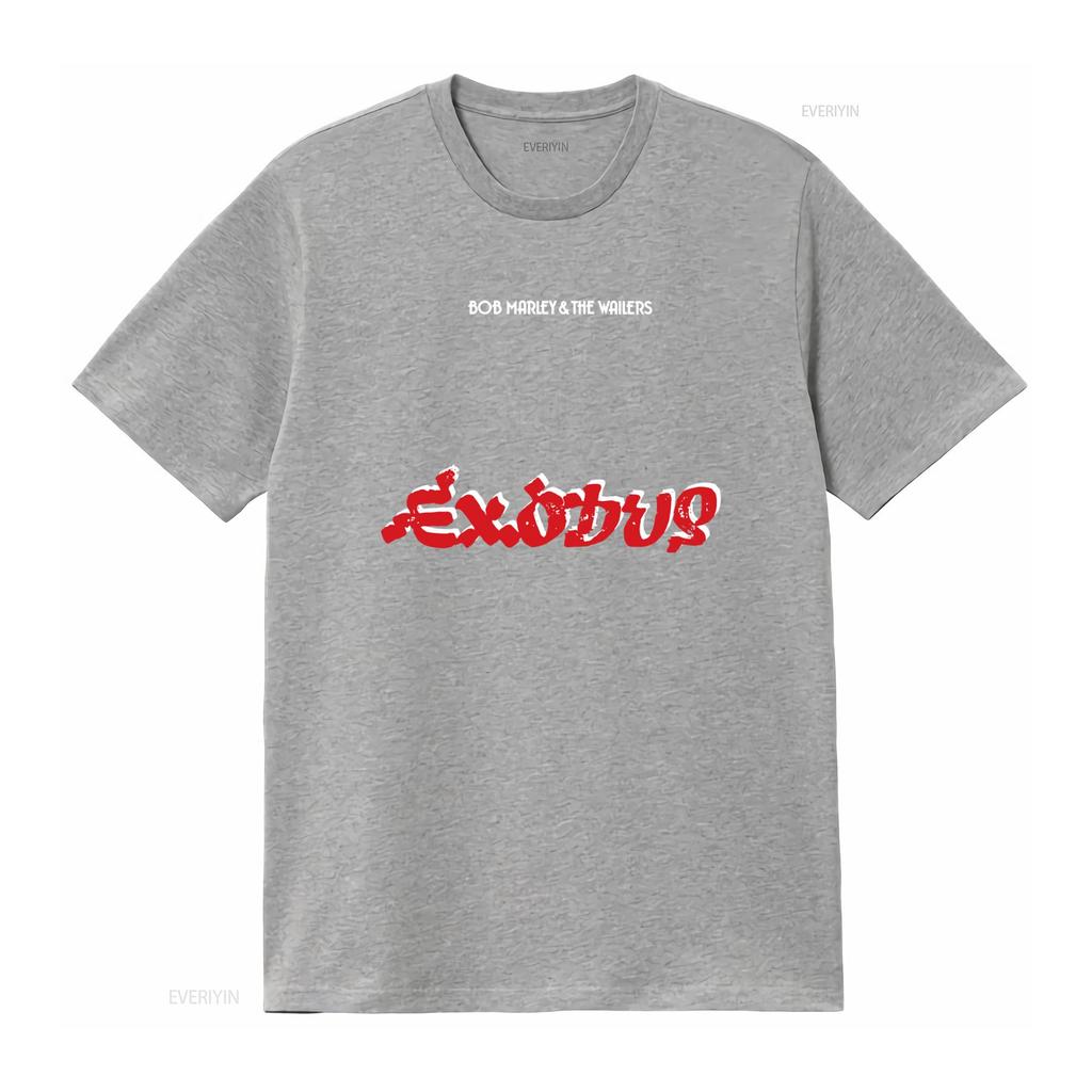 Bob Marley The Wailers Exodus Album T Shirt Rock Band Style with Rastaman Vibration Design vintage Washed Top For Everyday Wear