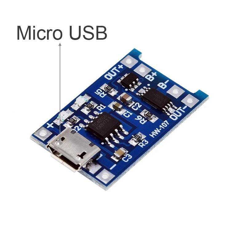 Модуль зарядного устройства для литиевых аккумуляторов 18650 TP4056, DIY, Type-C Micro USB, 5V 1A, плата зарядки с защитой, два в одном