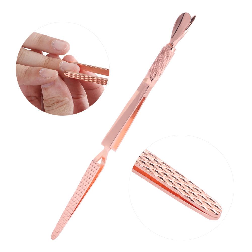 Nail Shaping Nail Glue Removal Clamp Stainless Steel Clip Nail Art Tool (Rose Gold)