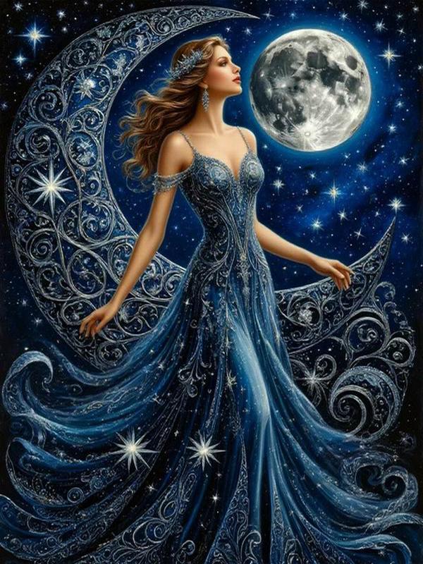 Алмазная Мозаика Новая Коллекция Женщина на Луне DIY Полная Квадратная Круглая Мозаика Стразы Вышивка Крестиком Наборы Декор Стен