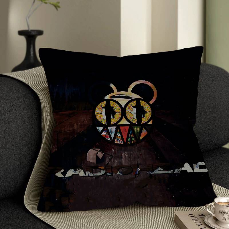 Classic R-Radiohead Rap Band Pillow Covers Cartoon Sofa Decorative Home Double-Sided Printing Short Plush Cute Cushion Cover