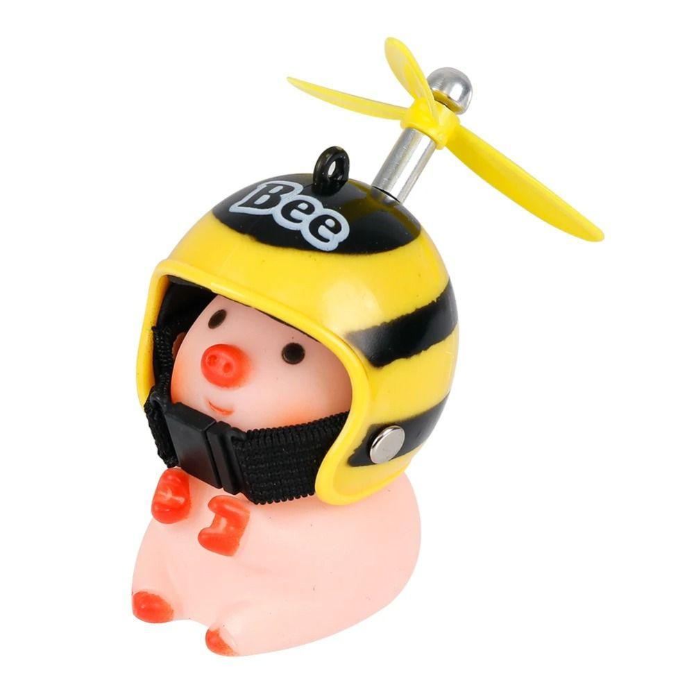 Propeller Little Pink Pig Ornaments Propeller Helmet Car Duck With Helmet  Motorcycle