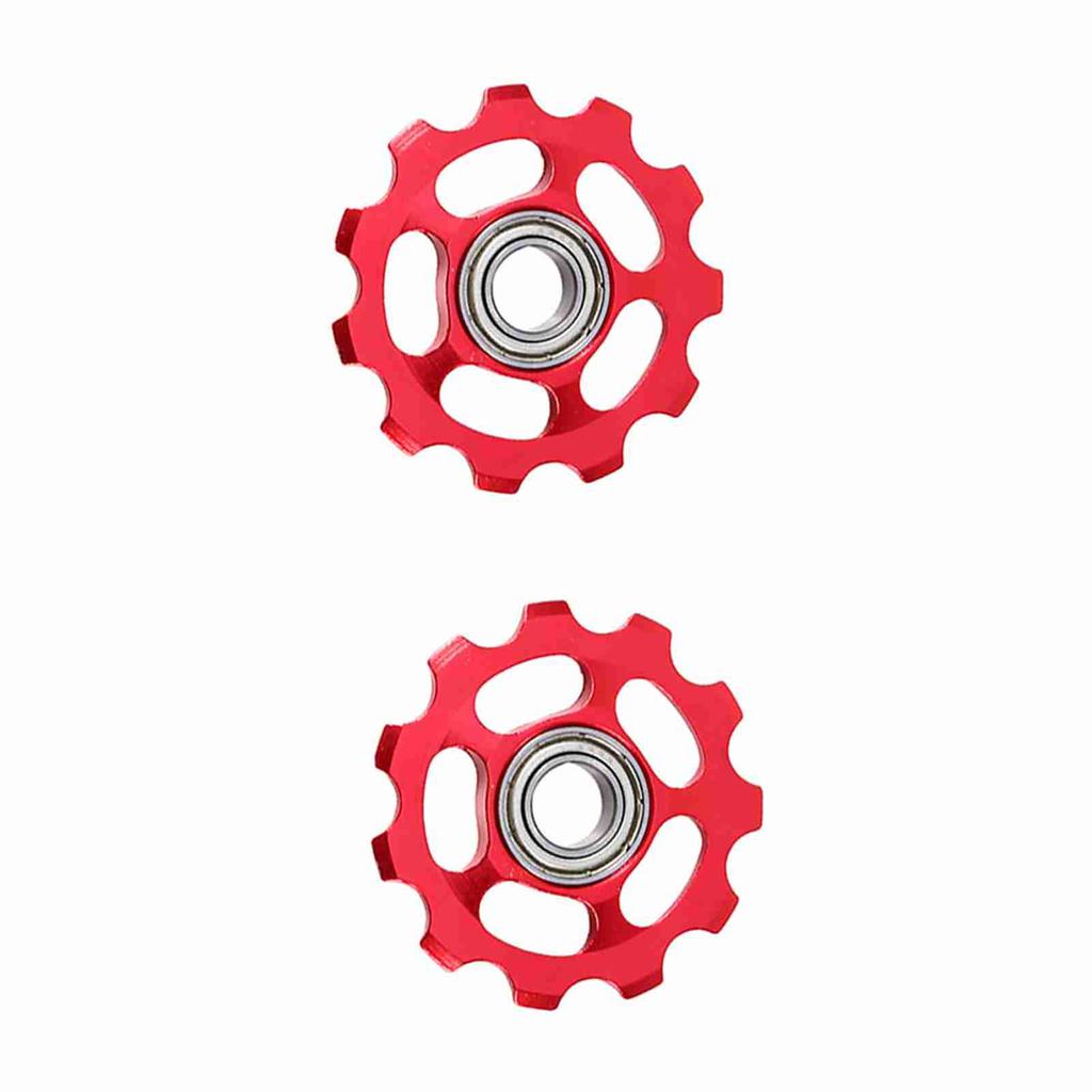 2 шт. алюминиевый 11T ролик заднего переключателя передач для велосипеда(красный)