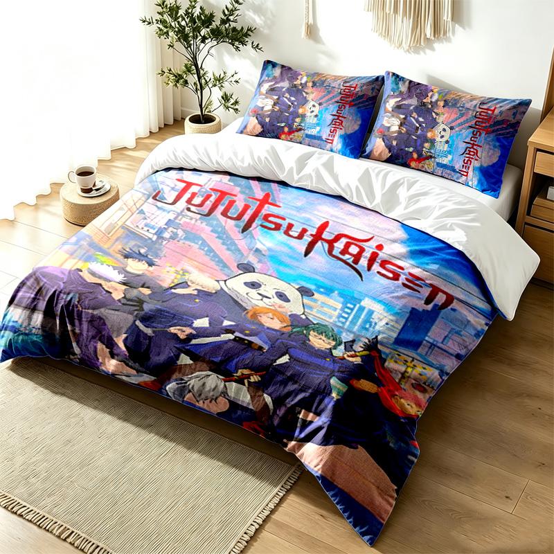 Jujutsu Kaisen 3pc Duvet Cover Set Simple Modern Bedding Set Wrinkle Resistant Soft Fabric All Season Use a perfect gift