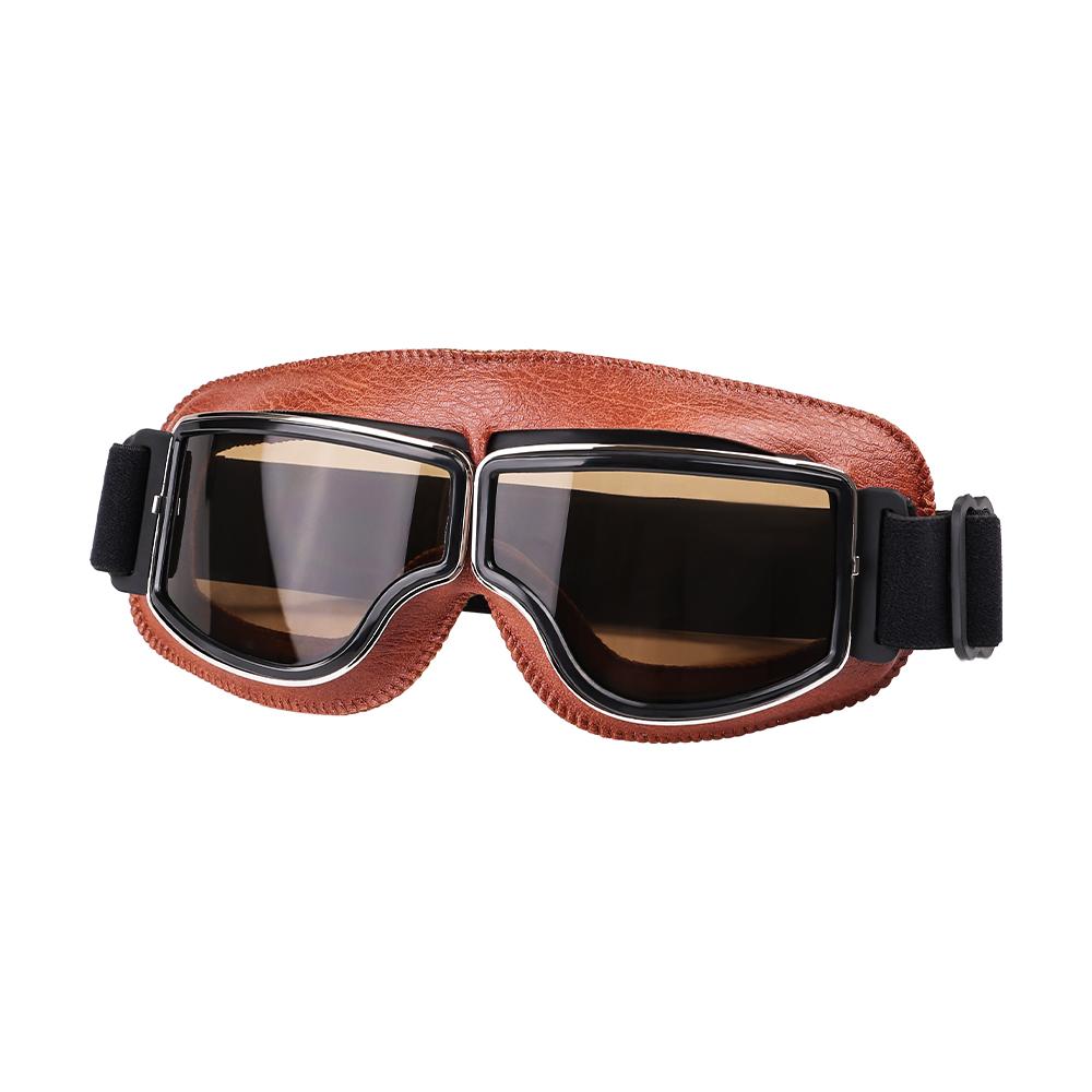 Мотоциклетный шлем, очки в стиле ретро, ​​складные мотоциклетные очки, ветрозащитные защитные очки для мотокросса, винтажные кожаные велосипедные очки