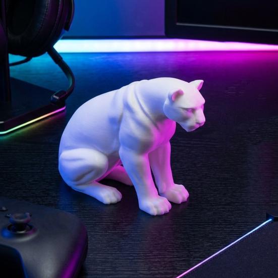 Фигурка Пантеры 3D Печать Черно-Белая Фигурка Дикой Природы Коллекционная Скульптура Животного для Украшения Дома Офиса Стола