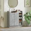 Shoe Cabinet, Space for 12 Pairs of Shoes, 2 Doors and 4 Open Compartments, for Hallway or Entryway, Grey