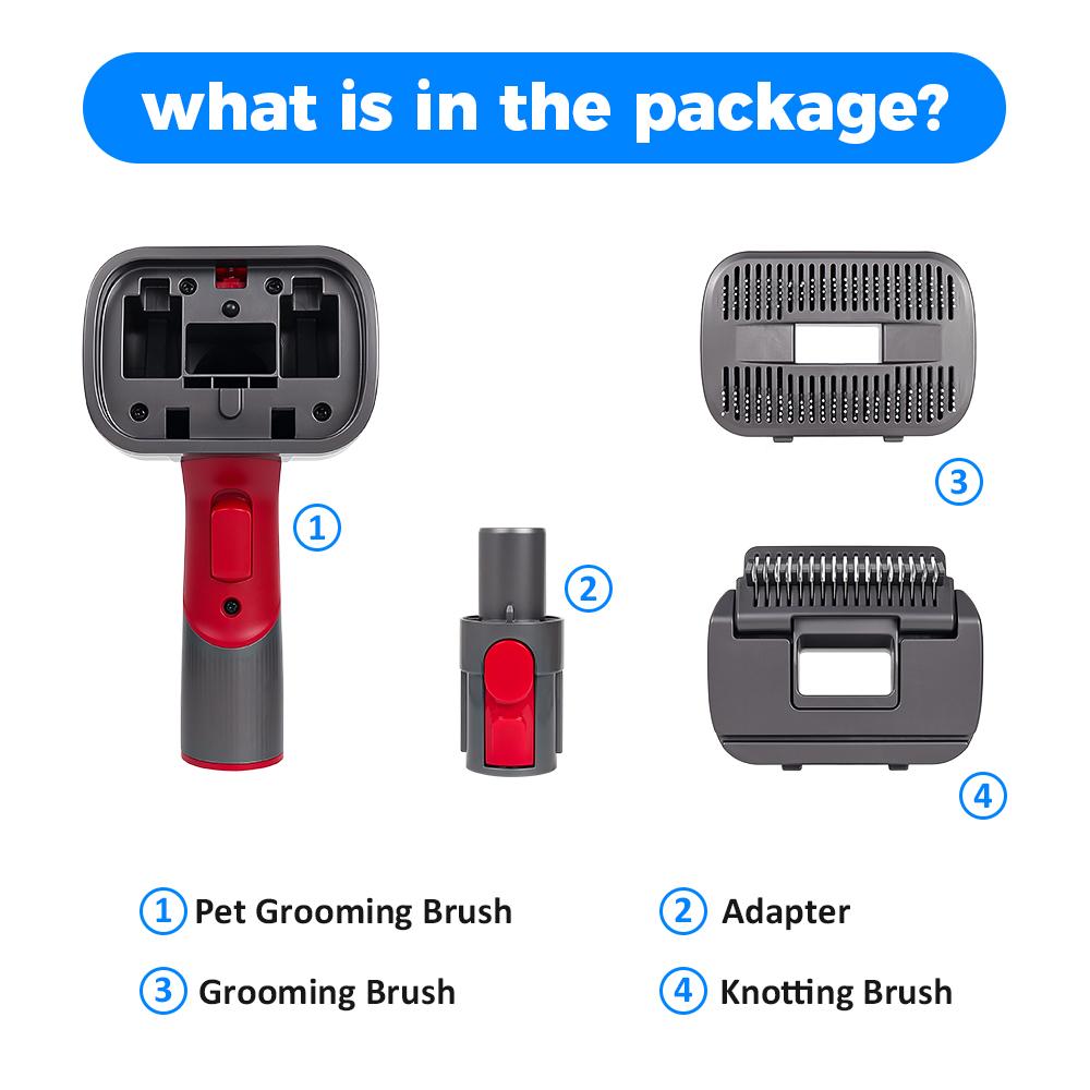 2-In-1 Pet Grooming Vacuum Brush Kit, Dog Cat Shedding Hair Removal Tool Compatible for Dyson V6 V7 V8 V10 V11 V15 Cordless Vacuum Cleaner