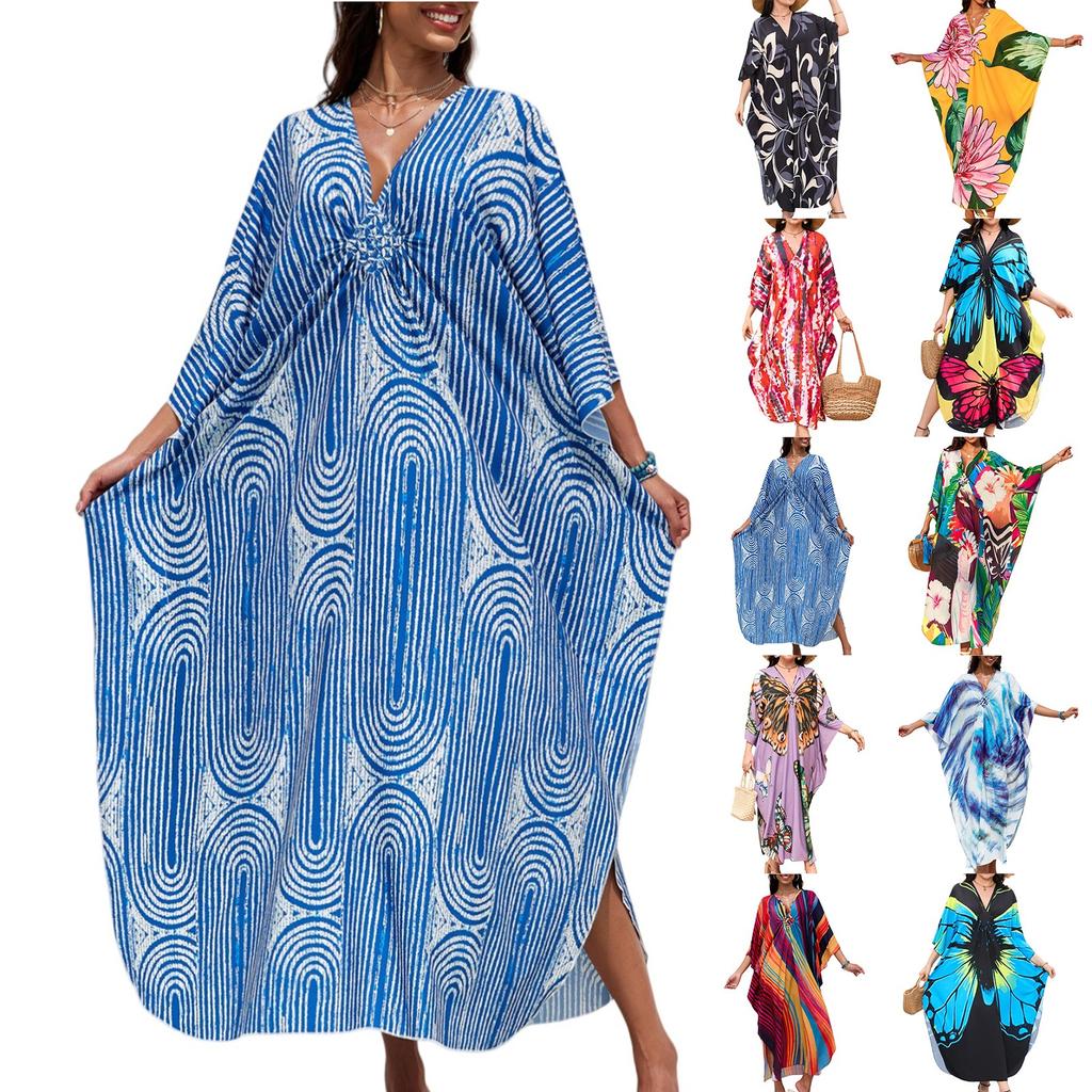 Women's Dress, Colorful Floral Prints, Vacation Loose Robe, Bikini, Sun-protective Smock