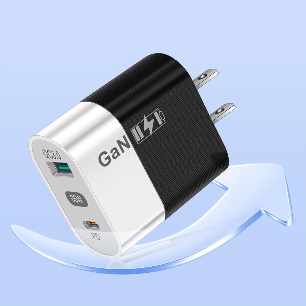 33-ваттное USB-зарядное устройство GaN: Быстрая зарядка QC 3.0 и PD, 9В/12В, стандарт США/ЕС