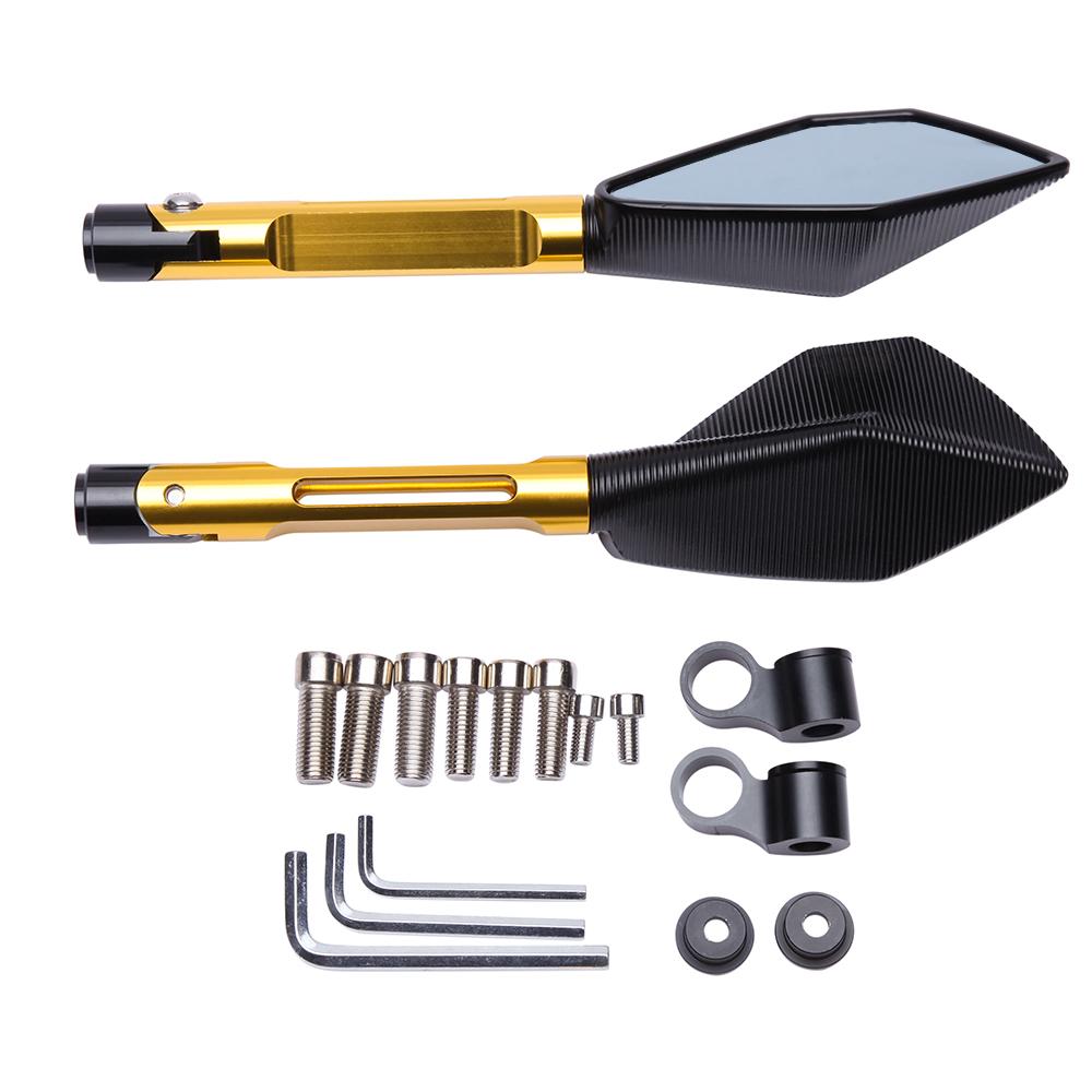 Универсальное алюминиевое зеркало заднего вида с ЧПУ для мотоцикла, синее антибликовое зеркало для скутера Honda Yamaha Suzuki