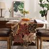 Fall Table Runner 13.7×34 Inches with Embroidered Maple Leaves, Thanksgiving Farmhouse Harvest Theme Dinning Coffee Table Decor Autumn Decorations