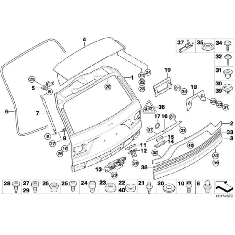Trunk Lid Grip Assembly with Key Button Compatible with BMW X3 E83 2004 2005 2006 2007 2008 2009 2010 for 51133403611