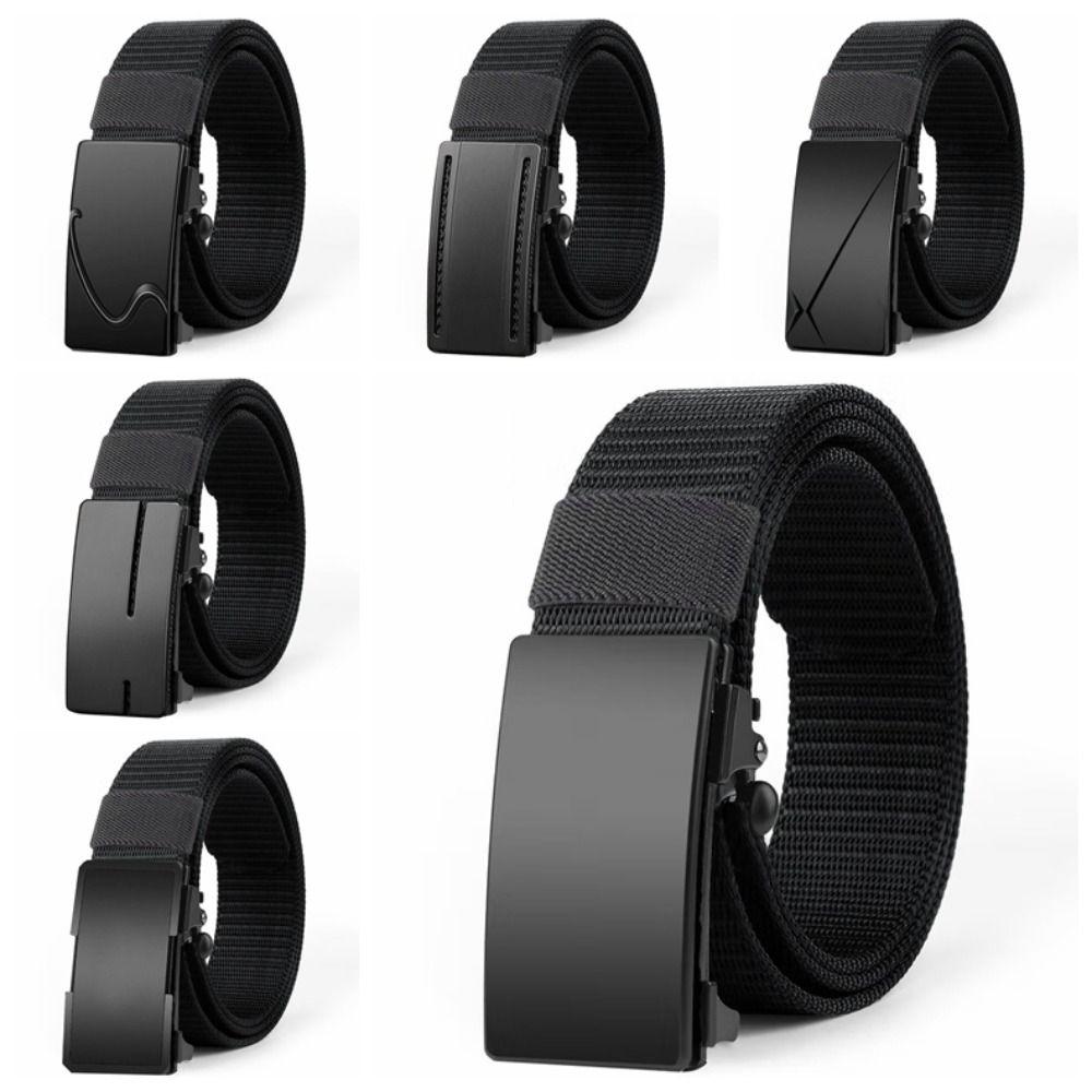 Solid Color Men Nylon Belt Zinc Zinc Alloy Sturdy Cloth Belt Adjustable Cloth Waistband Boys
