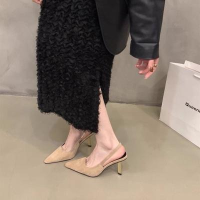 Летний бренд Женские сандалии с ремешком через пятку Обувь Мода Бант Острый носок Слипоны Женские Элегантные Туфли-лодочки для платья