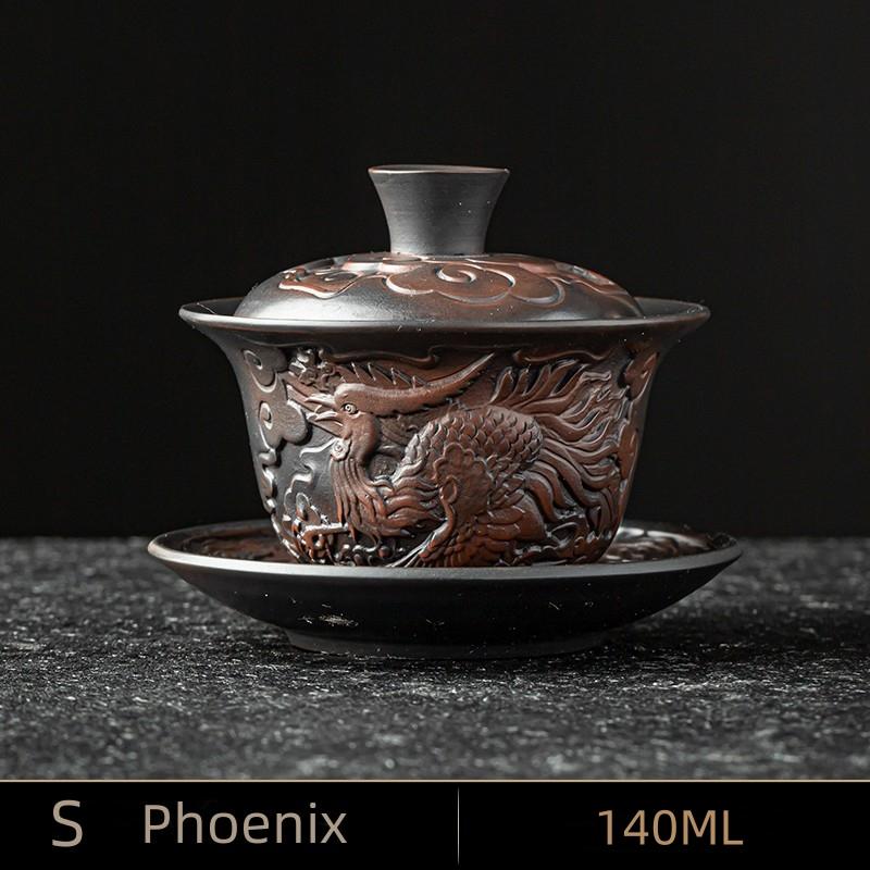 Высококачественный китайский чайный сервиз из фиолетовой керамики, гайвань, чайные чашки, крышка, миска, традиционная ручная заварка чая, чайная чашка, чайная чаша