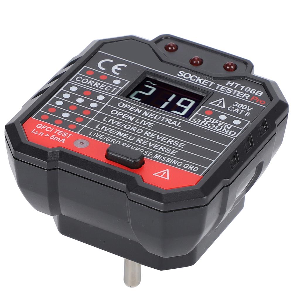 HT106B Цифровой дисплей Детектор розеток Вилка для стены Тестер автоматического выключателя Вилка США 110-220 В