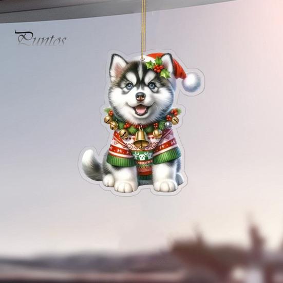 Подвеска для автомобиля в виде собаки из акрила, 8 см, легко подвешиваемая веревка, двухсторонняя 2D цифровая визуализация, подвесное украшение для реалистичного просмотра, автомобильная рождественская елка