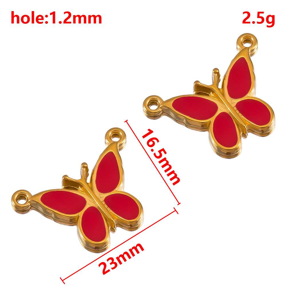 2pcs Stainless Steel Cartoon Enamel Bowknot Red Black High Heel Bone Pendant Necklace Earring Heart Charms Craft Jewelry Making