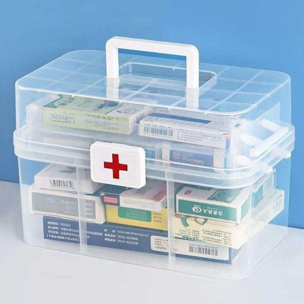 Сортировка хранения 3-слойная коробка для лекарств Пластиковый ящик для хранения лекарств Портативный медицинский шкафчик для офиса